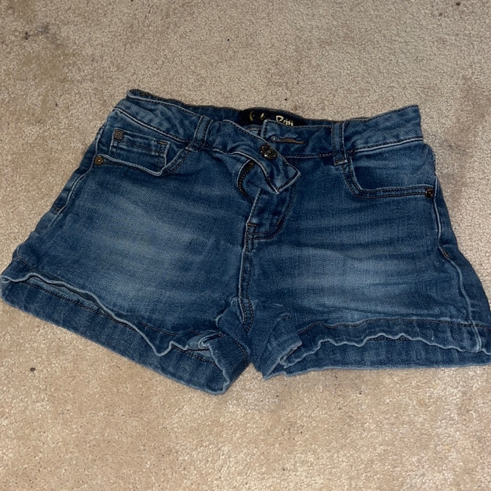 Mid rise, blue Jean shorts from Indigo Rein